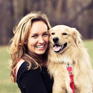 woman and a dog